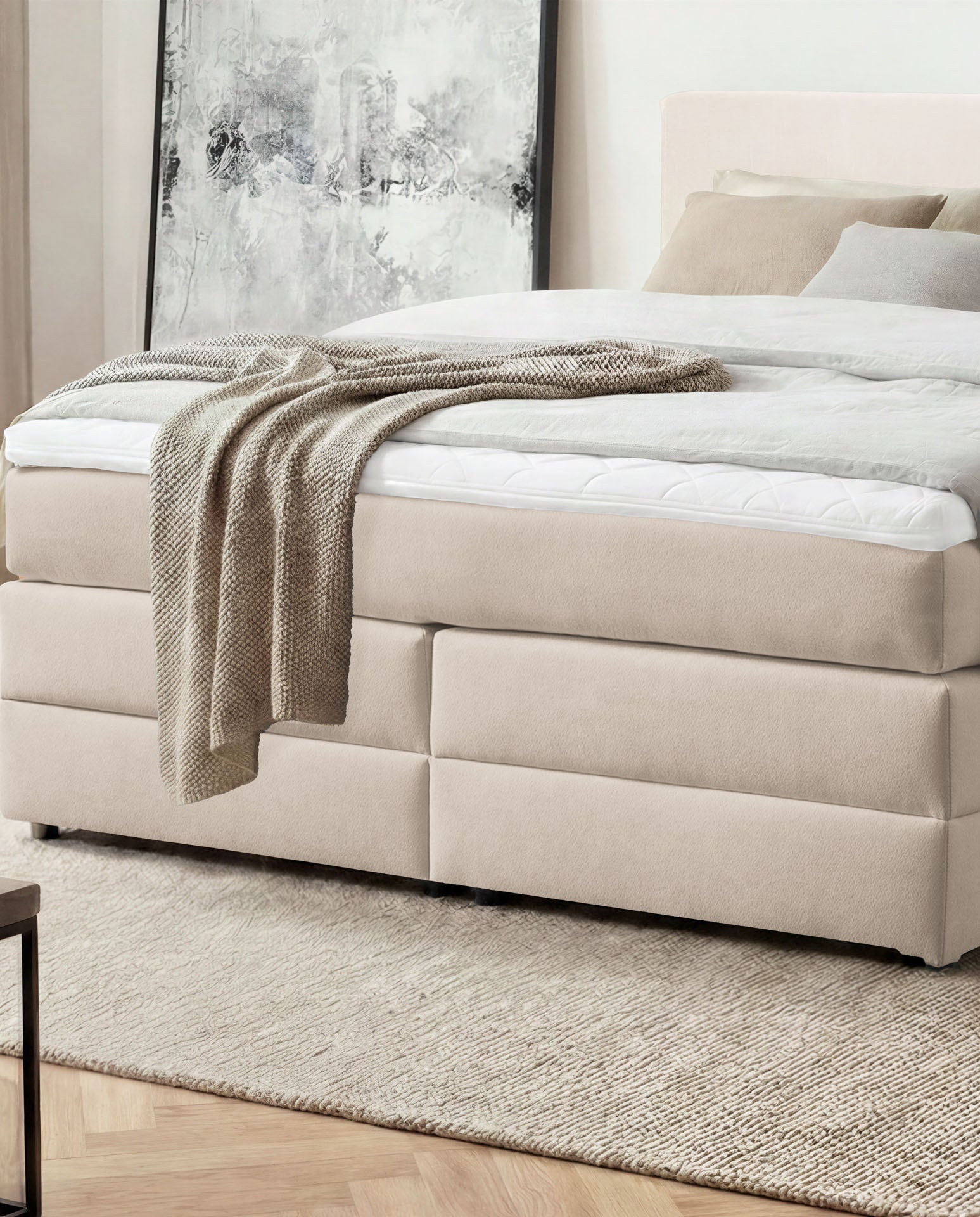 [SKU:LOFT-140-BEI,LOFT-160-BEI,LOFT-180-BEI,LOFT-200-BEI] Boxspringbett 180x200 160x200 Bett Bettkasten Polsterbett Doppelbett Motorbett Bett elektrisch verstellbar Bett mit Motor