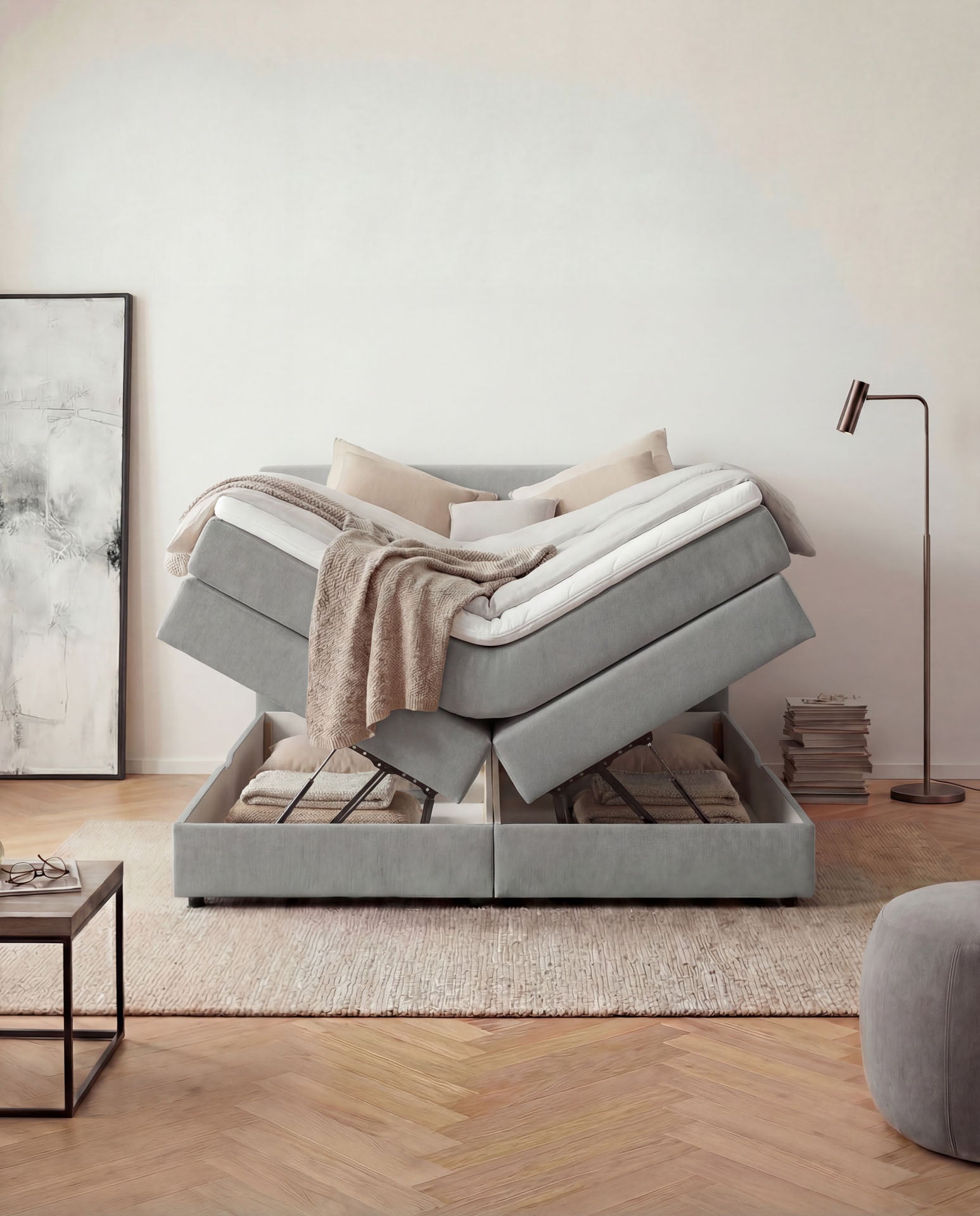 [SKU:LOFT-140-HLG,LOFT-160-HLG,LOFT-180-HLG,LOFT-200-HLG] Boxspringbett 180x200 160x200 Bett Bettkasten Polsterbett Doppelbett Motorbett Bett elektrisch verstellbar Bett mit Motor