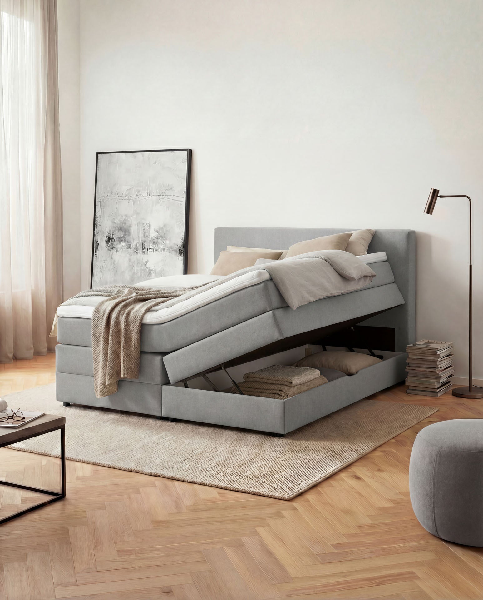 [SKU:LOFT-140-HLG,LOFT-160-HLG,LOFT-180-HLG,LOFT-200-HLG] Boxspringbett 180x200 160x200 Bett Bettkasten Polsterbett Doppelbett Motorbett Bett elektrisch verstellbar Bett mit Motor