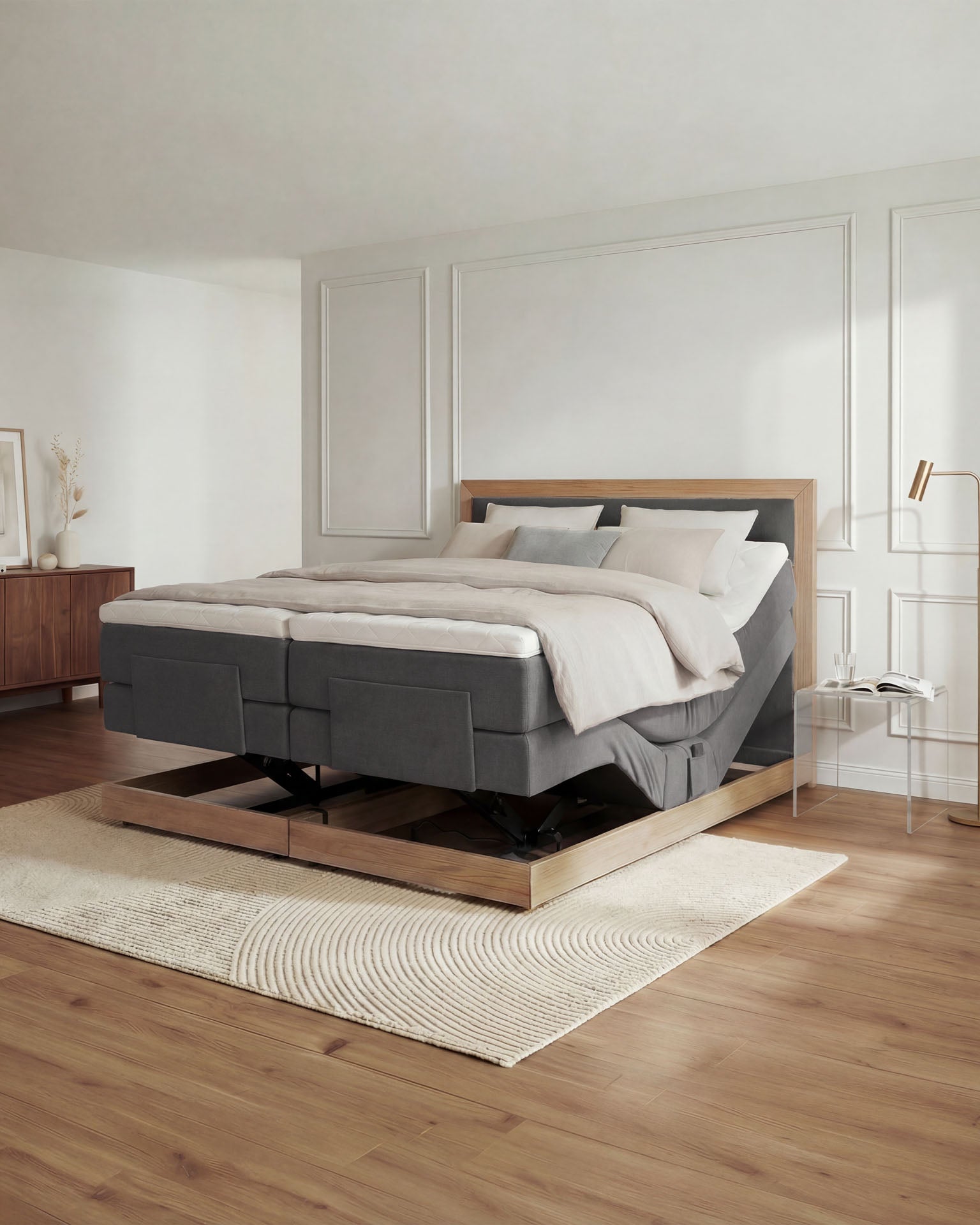 [SKU:MODELA-100-ANT,MODELA-160-ANT,MODELA-180-ANT,MODELA-200-ANT] Boxspringbett 180x200 160x200 Bett Bettkasten Polsterbett Doppelbett Motorbett Bett elektrisch verstellbar Bett mit Motor