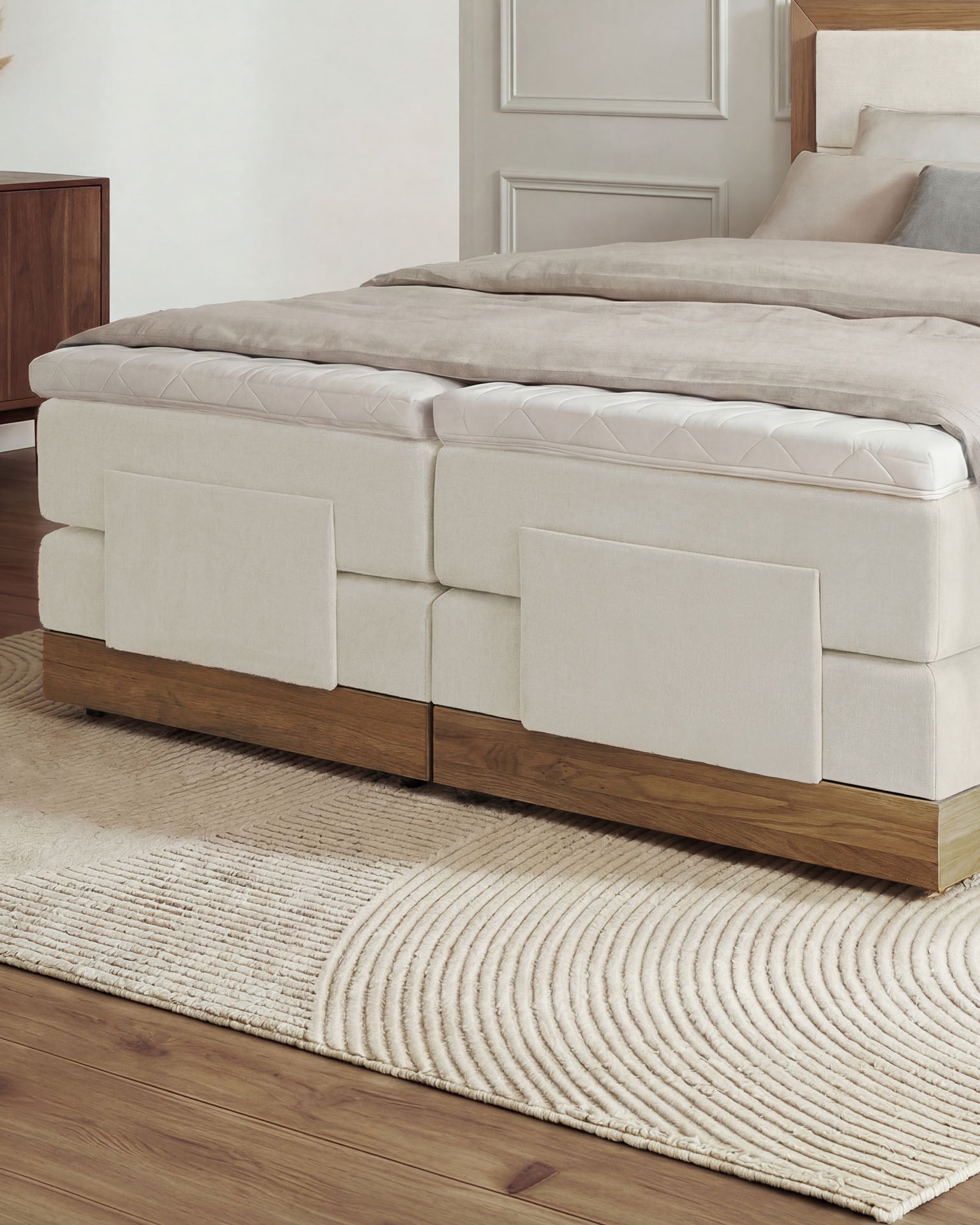 [SKU:MODELA-100-BEI,MODELA-160-BEI,MODELA-180-BEI,MODELA-200-BEI] Boxspringbett 180x200 160x200 Bett Bettkasten Polsterbett Doppelbett Motorbett Bett elektrisch verstellbar Bett mit Motor