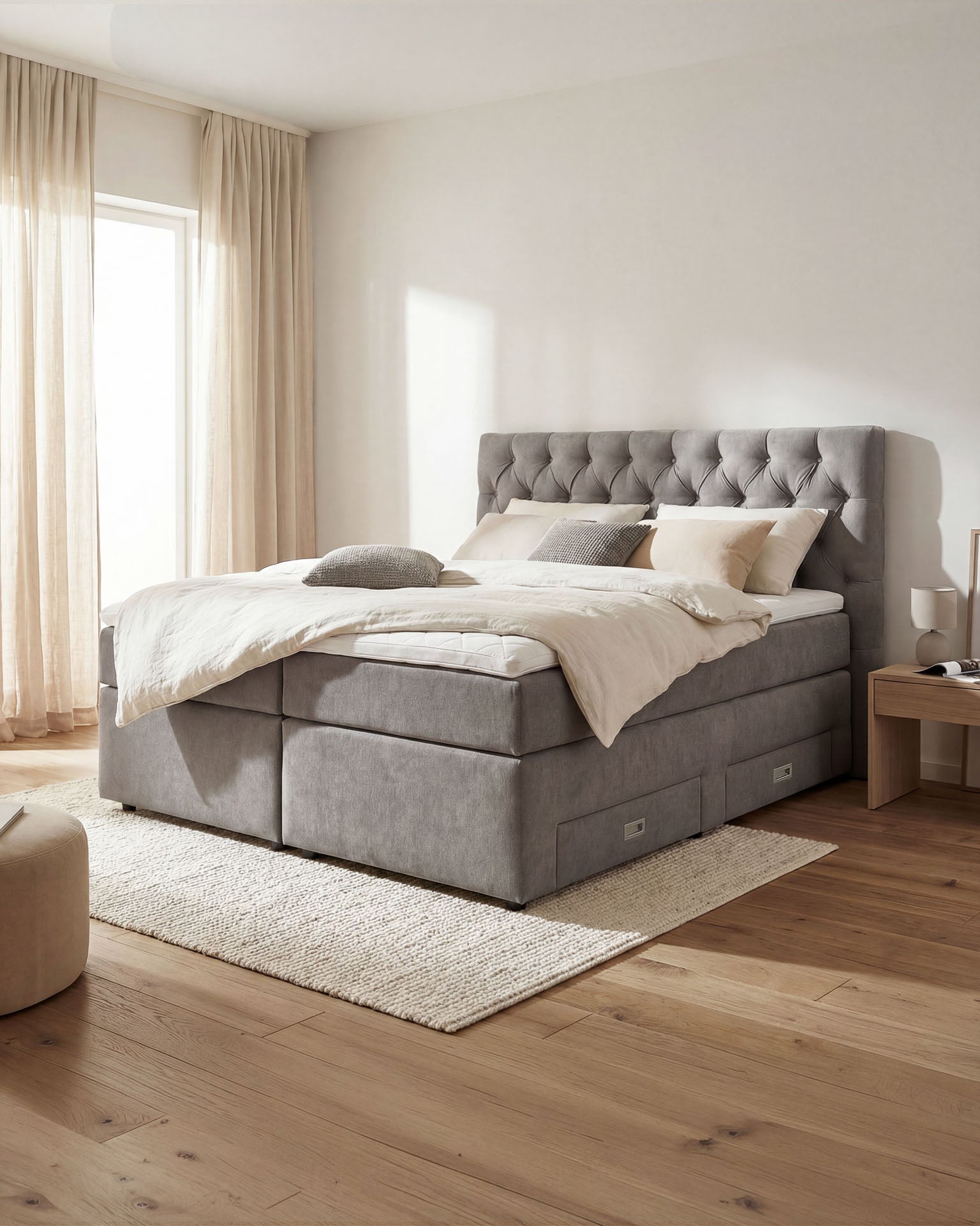 [SKU:LARA-160-HLG,LARA-180-HLG,LARA-200-HLG] Boxspringbett 180x200 160x200 Bett Bettkasten Polsterbett Doppelbett Motorbett Bett elektrisch verstellbar Bett mit Motor