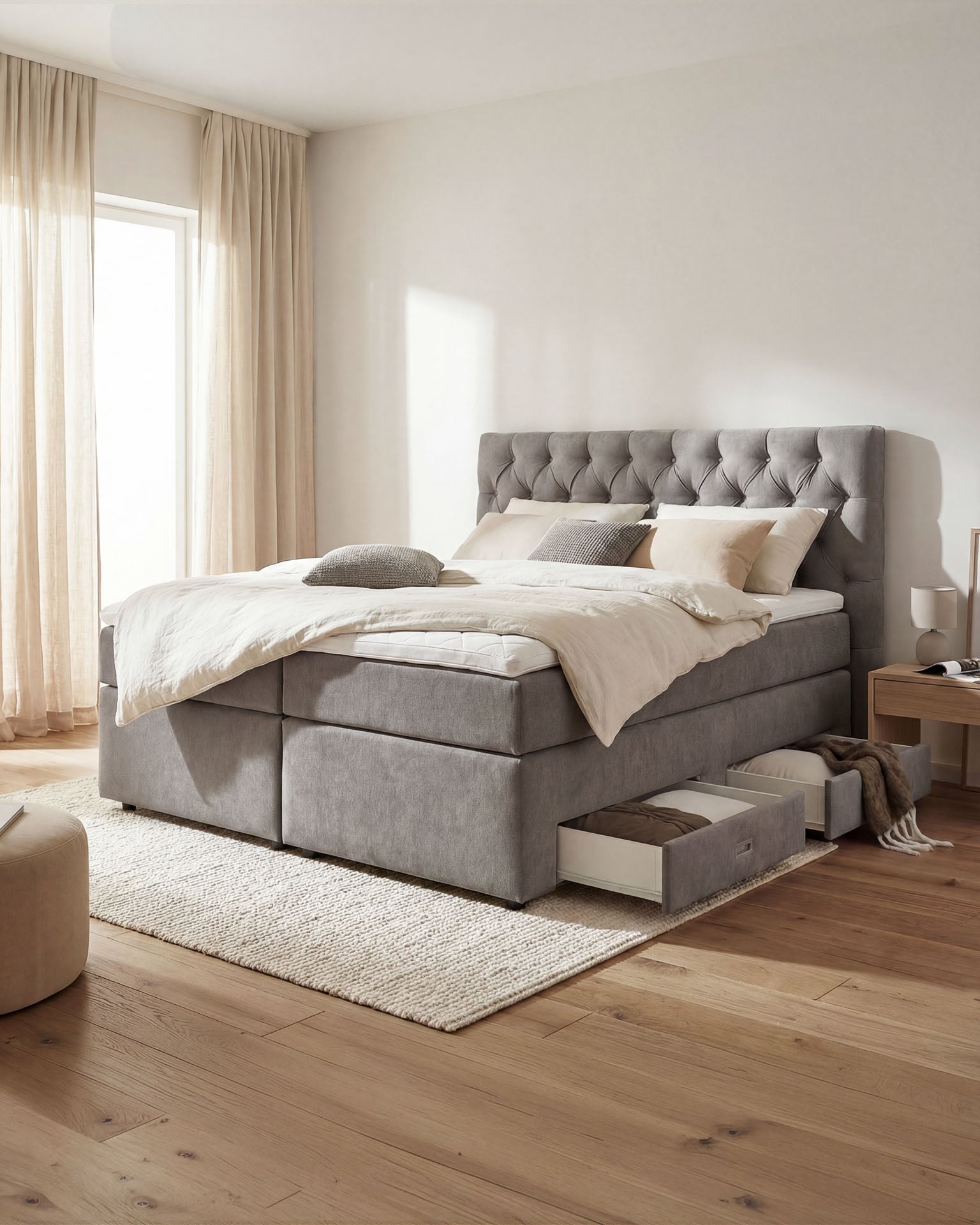 [SKU:LARA-160-HLG,LARA-180-HLG,LARA-200-HLG] Boxspringbett 180x200 160x200 Bett Bettkasten Polsterbett Doppelbett Motorbett Bett elektrisch verstellbar Bett mit Motor