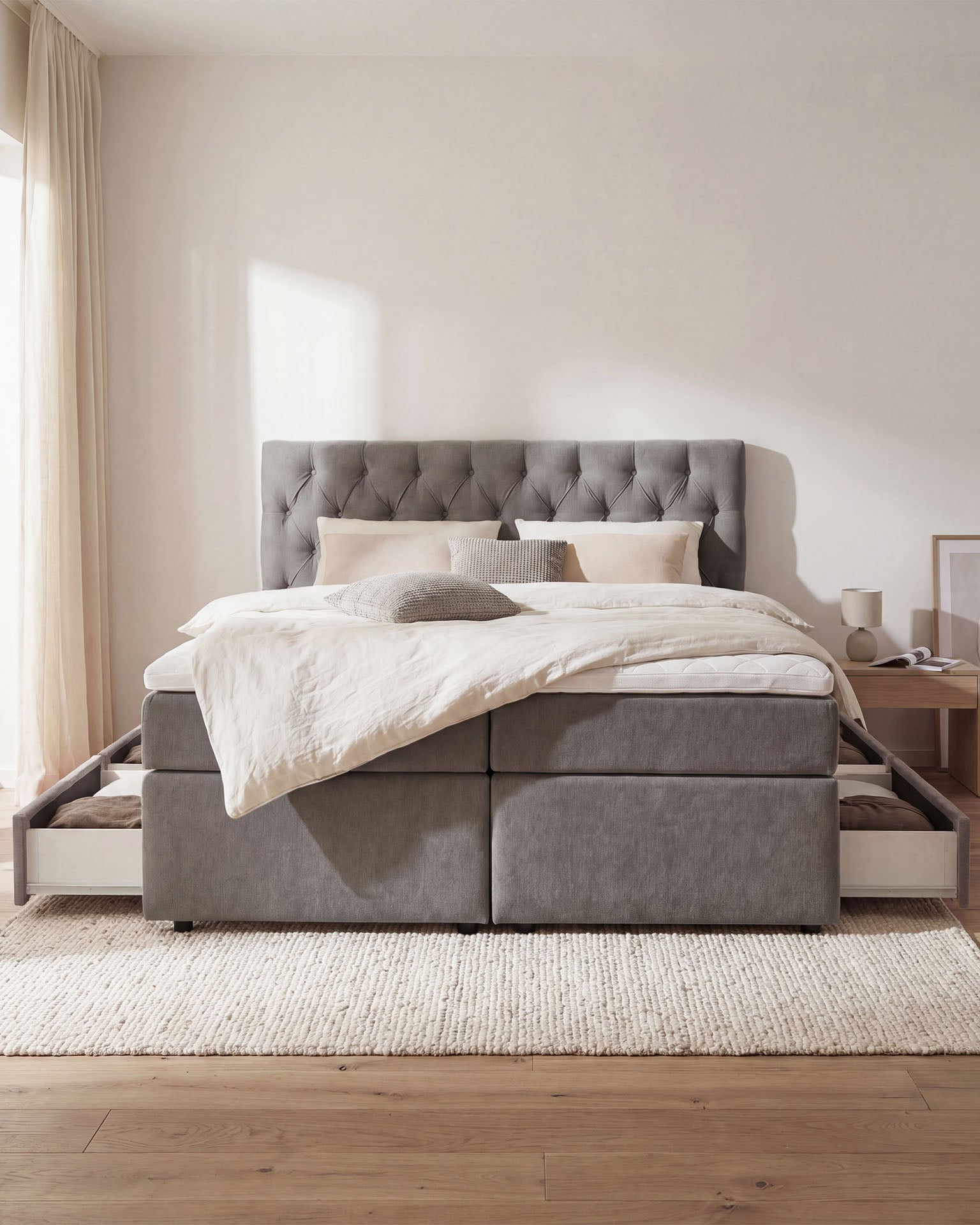 [SKU:LARA-160-HLG,LARA-180-HLG,LARA-200-HLG] Boxspringbett 180x200 160x200 Bett Bettkasten Polsterbett Doppelbett Motorbett Bett elektrisch verstellbar Bett mit Motor